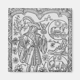 Imán Abril, flores, aries