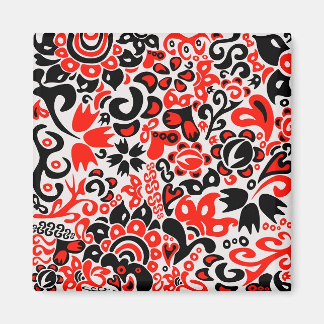 Imán Abrupción del patrón floral del arte folklórico ét (Frente)