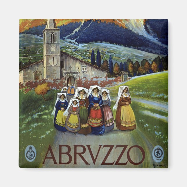 Imán Abruzzo Italia Poster de viajes con mujeres (Frente)