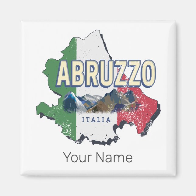 Imán Abruzzo Italia Región Retro Mapa de recuerdos de é (Frente)