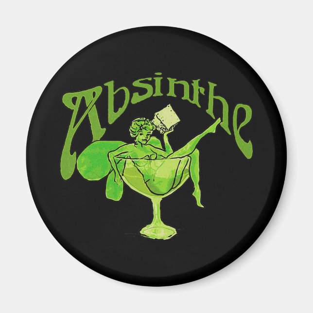 Imán Absinthe Chica En Vidrio (Frente)