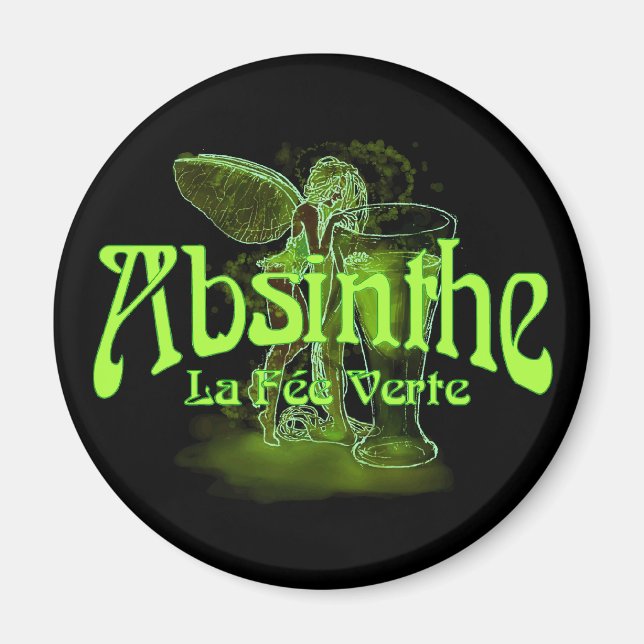 Imán Absinthe La Fee Verte Hada Con Vidrio (Frente)