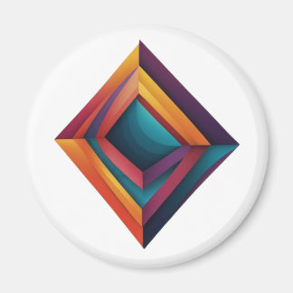Imán Abstract 3D Geometric Diamond Gradient Art