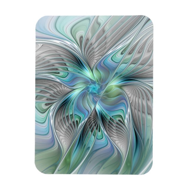Imán Abstract Blue Green Butterfly Fantasy Fractal Art (Vertical)