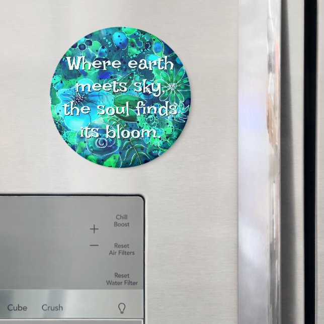 Imán Abstract Floral Teal Blue Green Personalized (In situ (nevera))