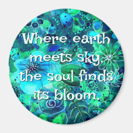 Imán Abstract Floral Teal Blue Green Personalized