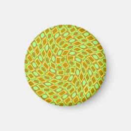 Imán Abstract geometric swirl retro lime pattern