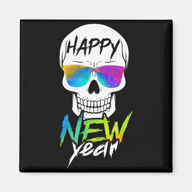 Imán Abstract Happy New Skull Year  (Frente)