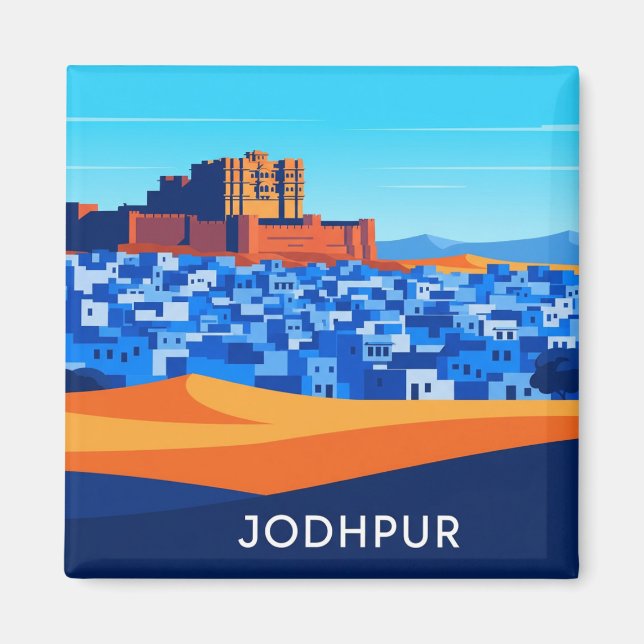 Imán Abstract Jodhpur India Blue houses (Frente)