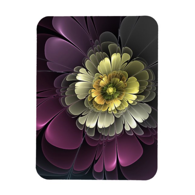 Imán Abstract Modern Purpur Khaki Gray Fractal Flower (Vertical)