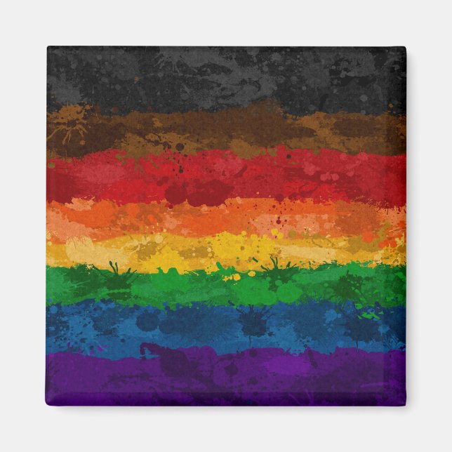 Imán Abstract Paint Splatter Inclusive Rainbow Flag (Frente)