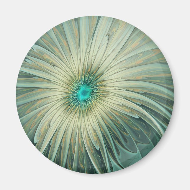 Imán Abstract Sage Green Fantasy Flower Fractal Art (Frente)