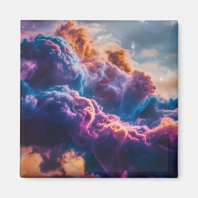 Imán Abstract Space Nebula Art - Colorful Cosmic (Frente)