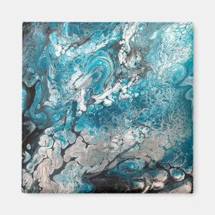 Imán abstracto azul y negro en negrita