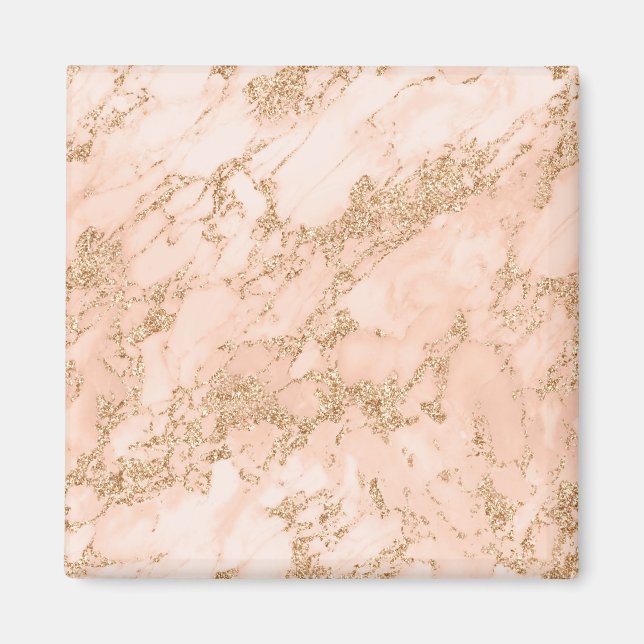 Imán abstracto de mármol purpurina de oro Rosa (Frente)