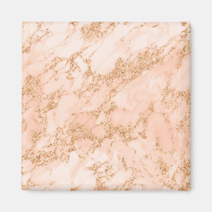 Imán abstracto de mármol Rosa purpurina dorado
