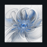 Imán Abstracto Flor de arte fractal de color gris azul<br><div class="desc">Una flor de fantasía única con tonos azules y grises,  abstractos y elegantes. Diseñar para tu imán y más.</div>