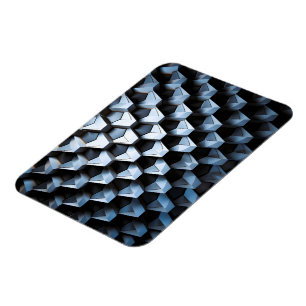 Imán Abstracto Futurista Azul Geométrico Metálico