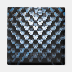 Imán Abstracto Futurista Azul Geométrico Metálico