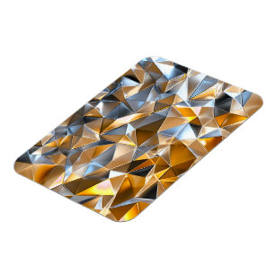Imán Abstracto Metálico Moderno Geométrico Oro Plata