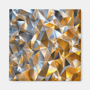 Imán Abstracto Metálico Moderno Geométrico Oro Plata