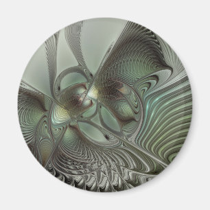 Imán Abstracto Olive Sage Green Grey Fractal Art Fantas