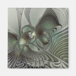 Imán Abstracto Olive Sage Green Grey Fractal Art Fantas