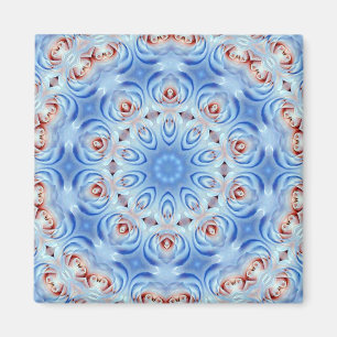 imán abstracto rojo de los rosas blancos y azules