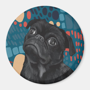 Imán Abstrato azul en una taza negra sentada adorable