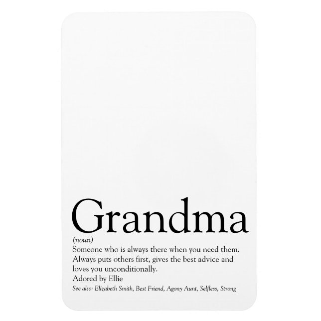 Imán Abuela de Guay de diversión en blanco y negro (Vertical)