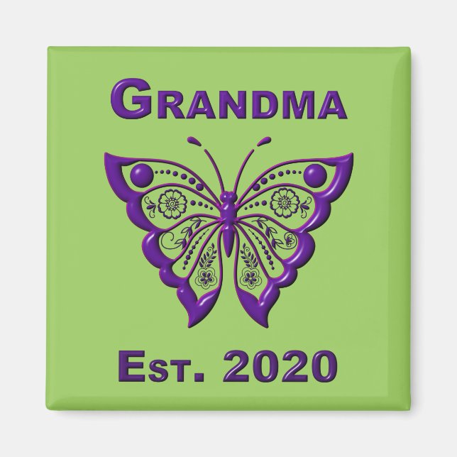 Imán Abuela de mariposa adorable "Est 2020" (Frente)