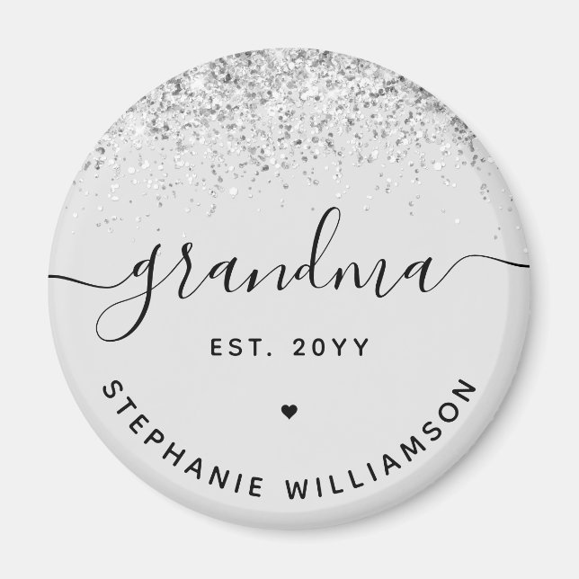 Imán Abuela Est Purpurina Confetti Personalizado Regalo (Frente)