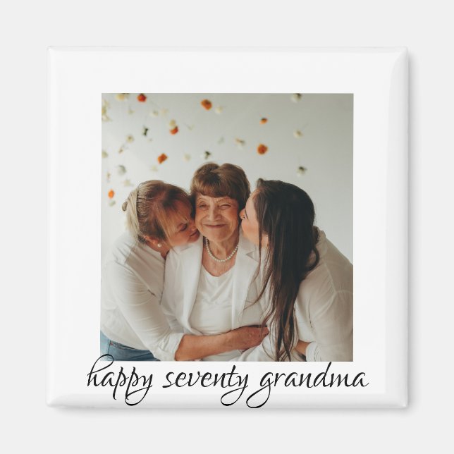 Imán Abuela feliz de cumpleaños de tres generaciones (Frente)