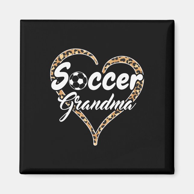 Imán Abuela orgullosa de fútbol Corazón de leopardo  (Frente)