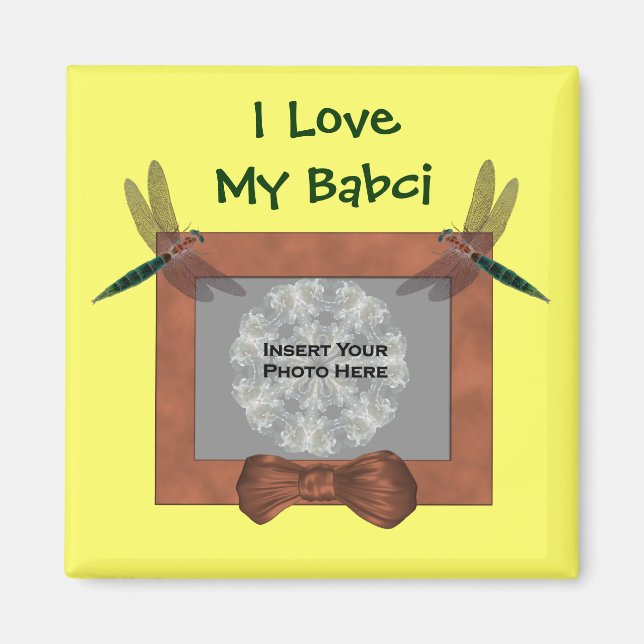 Imán Abuela polaca ama mi bebé foto de libélula (Frente)