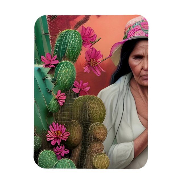 Imán Abuela Surreal Floral Digital Art (Vertical)