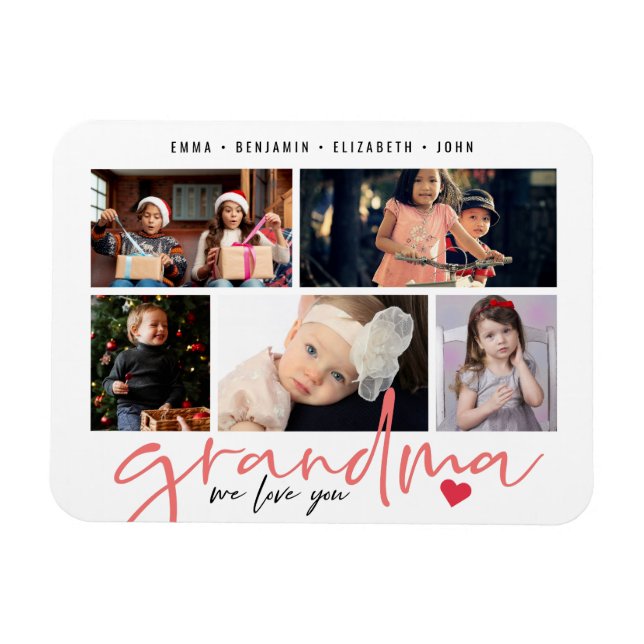 Imán Abuela: Te queremos Collage de fotos moderno (Horizontal)