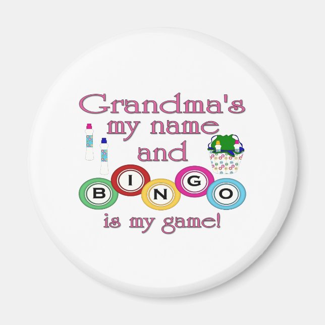 Imán Abuelas mi nombre Bingo es mi juego (Frente)
