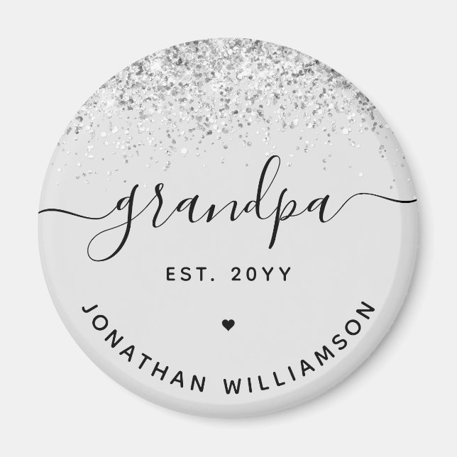 Imán Abuelo Est Purpurina Confeti Regalos Personalizado (Frente)