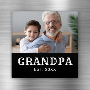 Imán Abuelo Establecido Foto Texto Blanco Día del Padre