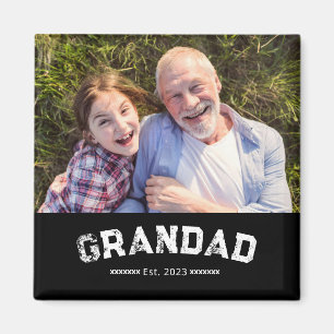 Imán Abuelo Establecido Regalo de Foto Negro