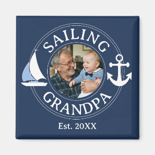 Imán Abuelo Navegando Año de Establecimiento Foto Azul 