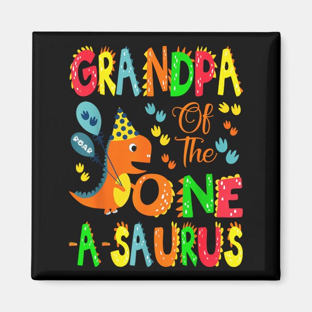 Imán Abuelo Saurus Niño cumpleaños 1 Dinosaurio (Frente)