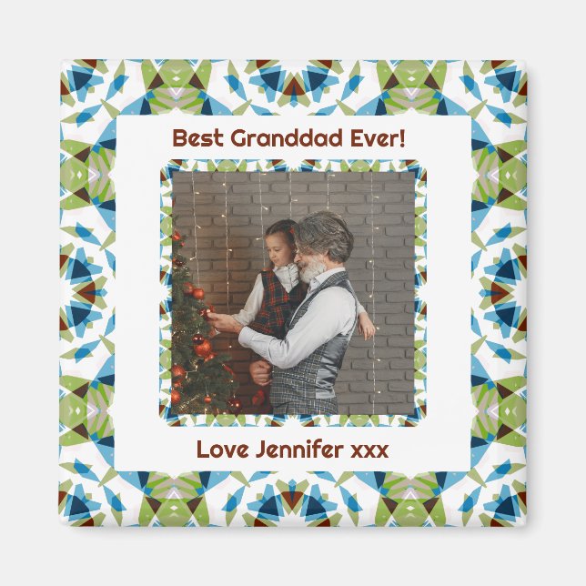 Imán Abuelos Día del Mejor Abuelo Foto Verde (Frente)