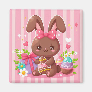 Imán Abundancia de Pascua de chocolate con rayas rosas