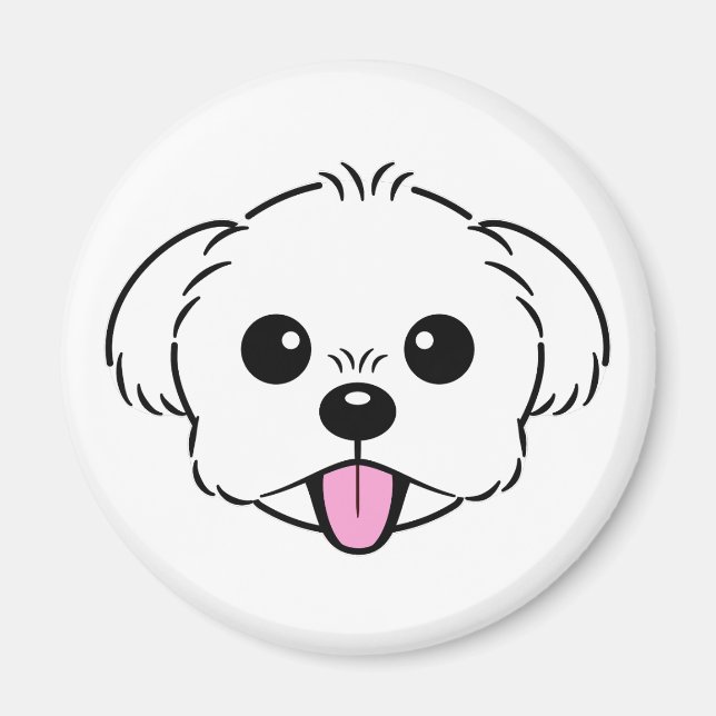 Imán Aburrido perro de la frívola de Bichon blanco pega (Frente)