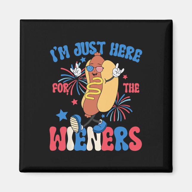 Imán Acá Para Los Weiners 4 De Julio Divertido Hot Do (Frente)