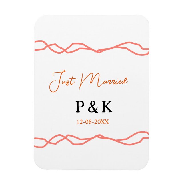 Imán Acabo de casar añadir pareja de nombre de fecha ro (Vertical)