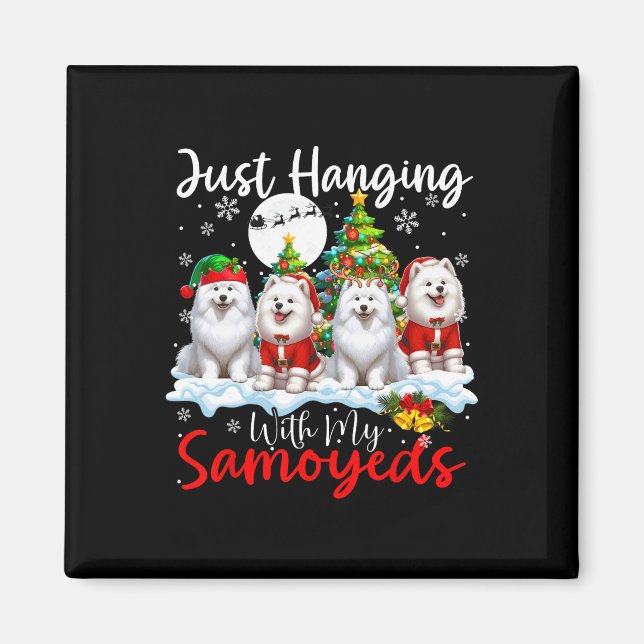 Imán Acabo De Colgar Con Mis Noches De Samoyeds Tres Pe (Frente)