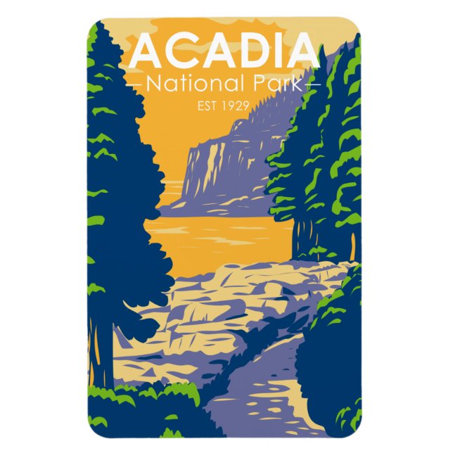 Imán Acadia National Park Bar Harbour Ocean Path Maine (Vertical)